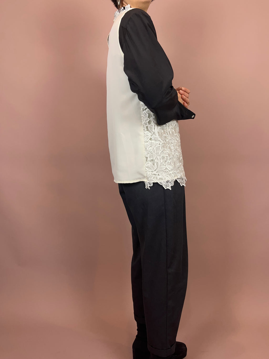 Top Bluse Spitze High Neck weiß Gr. 40
