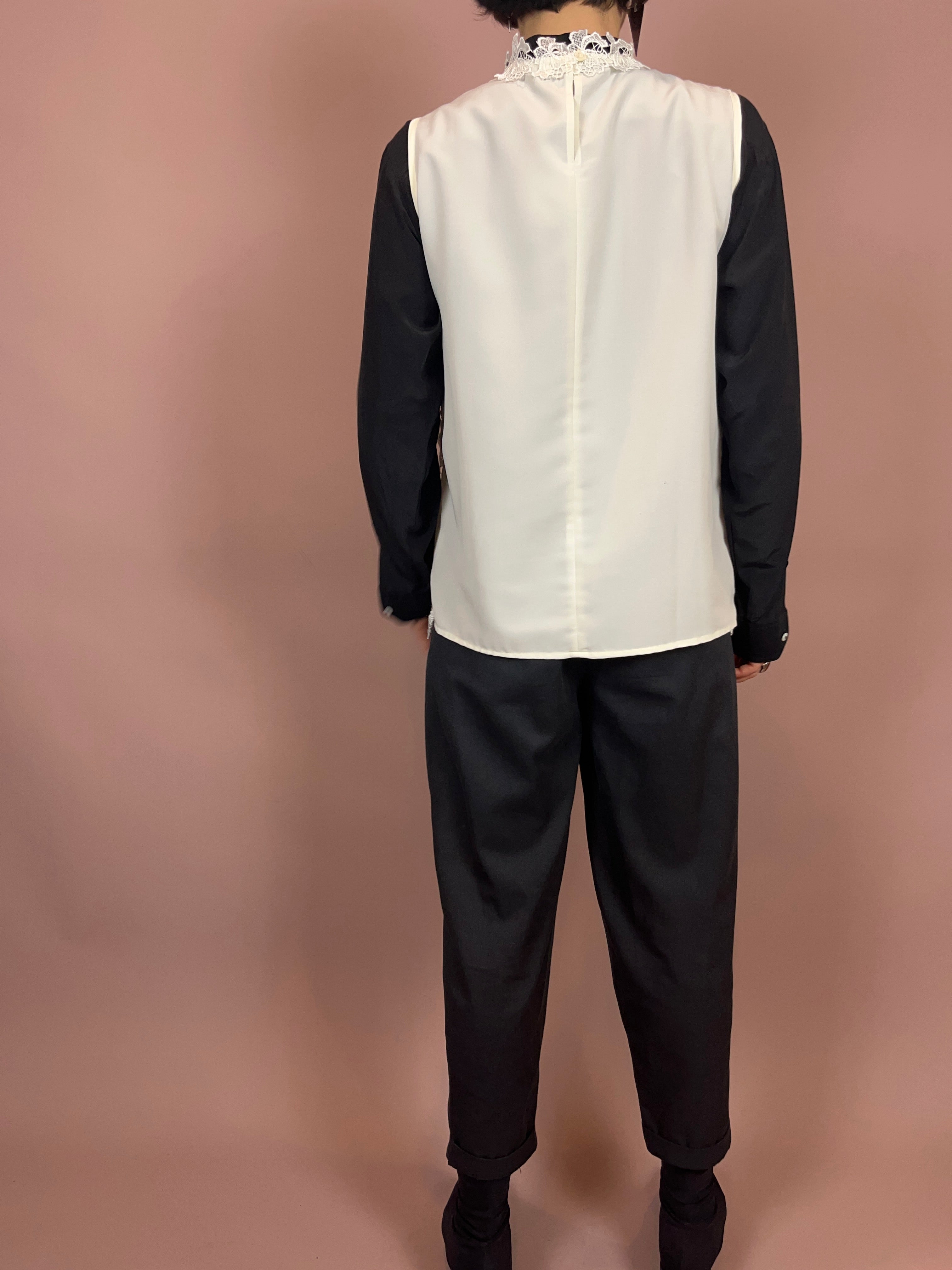 Top Bluse Spitze High Neck weiß Gr. 40