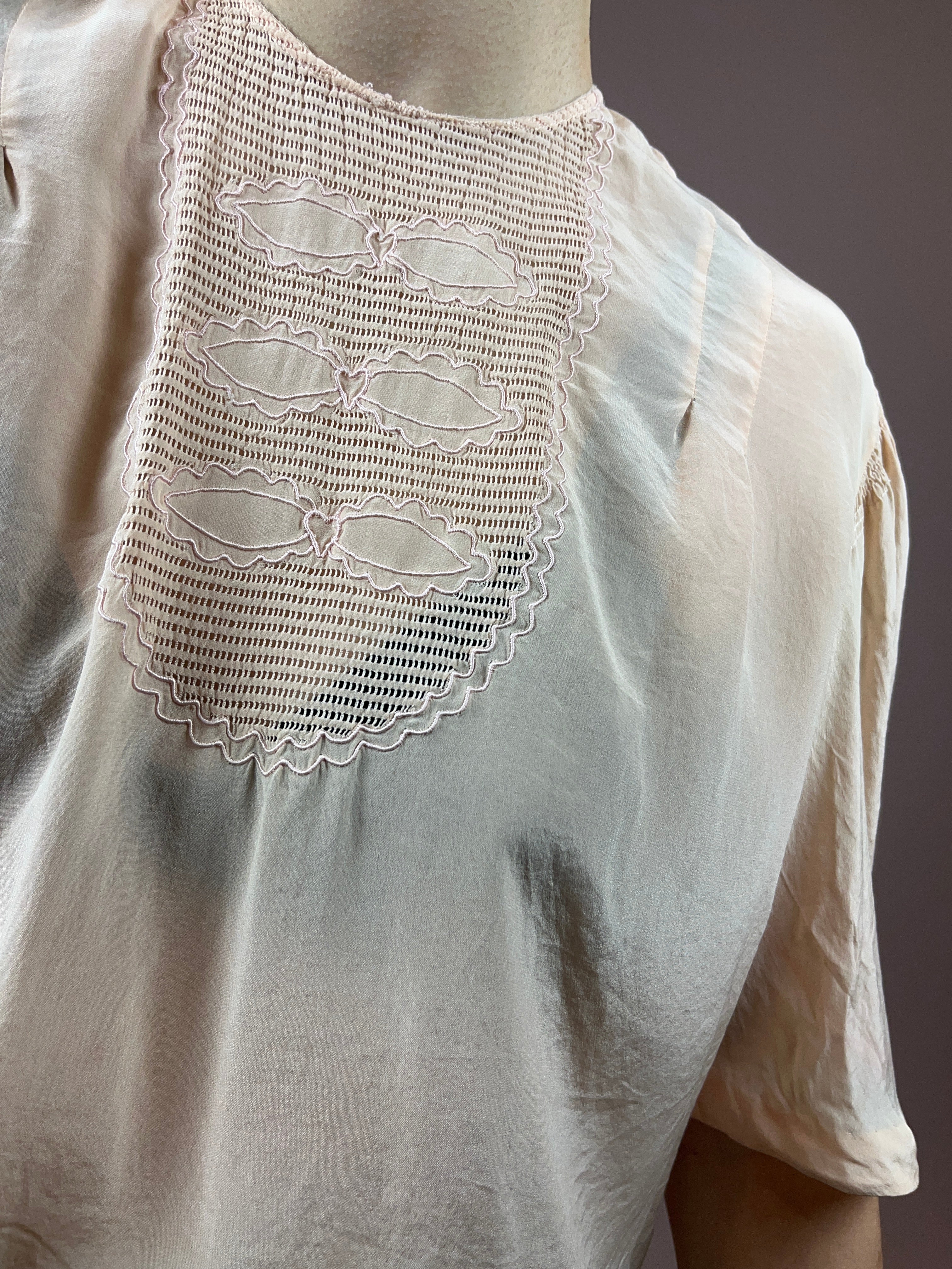 Tshirt Bluse Seide 70s Rose Gr. 36