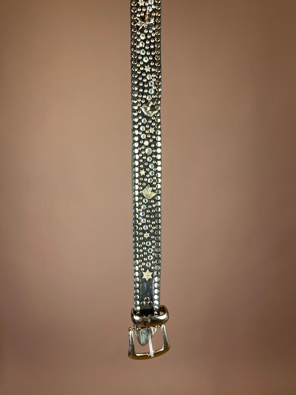Gürtel Schwarz Leder mit Nieten & Strass – Kolster