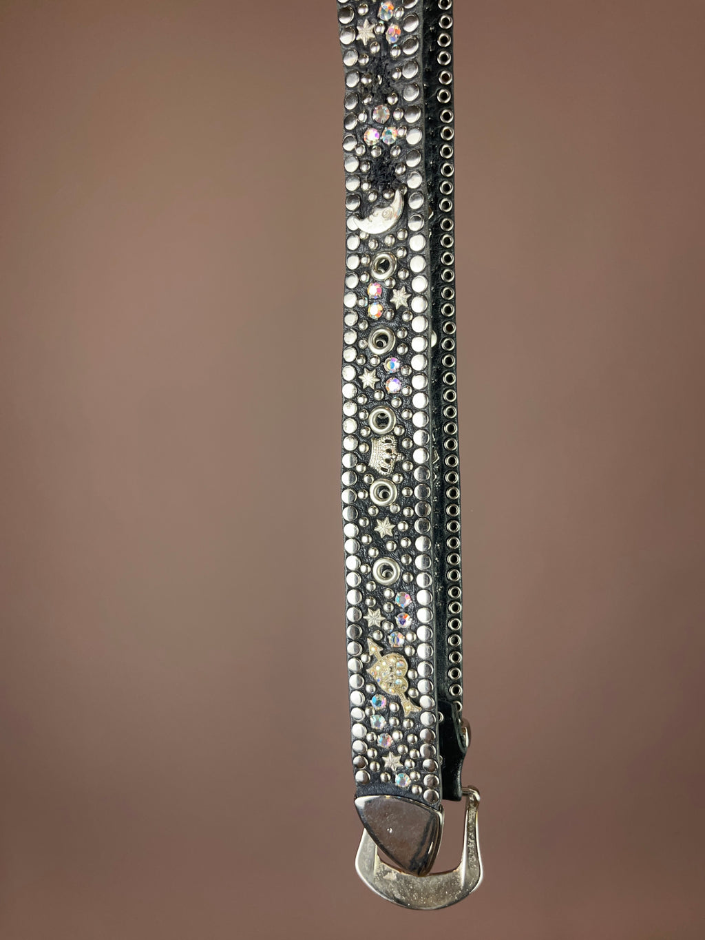 Gürtel Schwarz Leder mit Nieten & Strass – Kolster