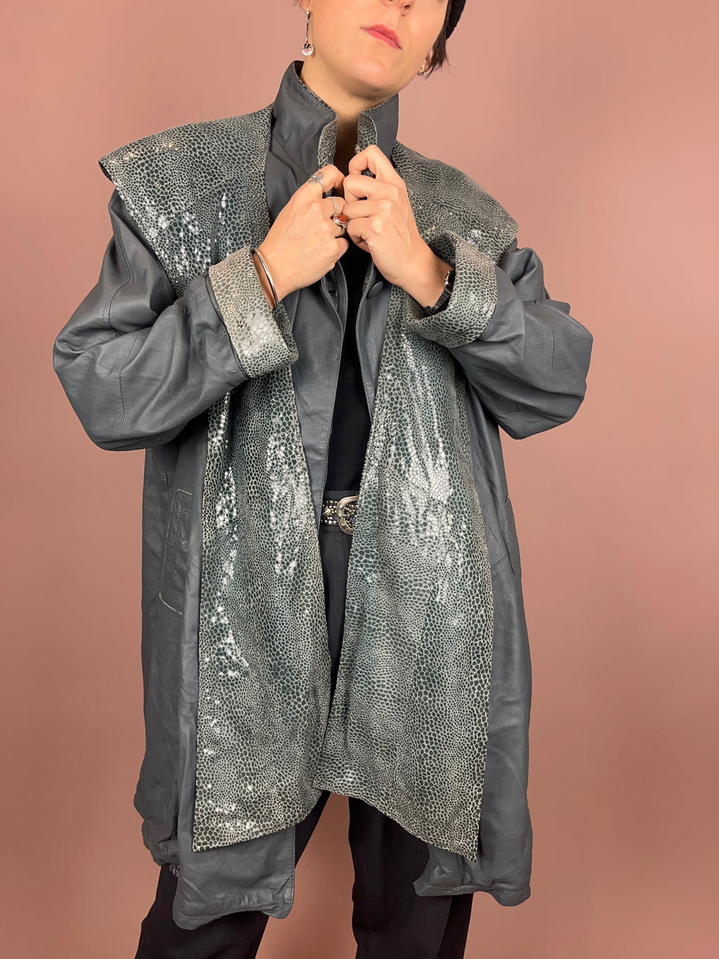 Leathercoat Grey Hood Snake Gr. 40