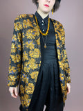 Cardigan Blazer Seide Gold Violet Blumen Gr. 40