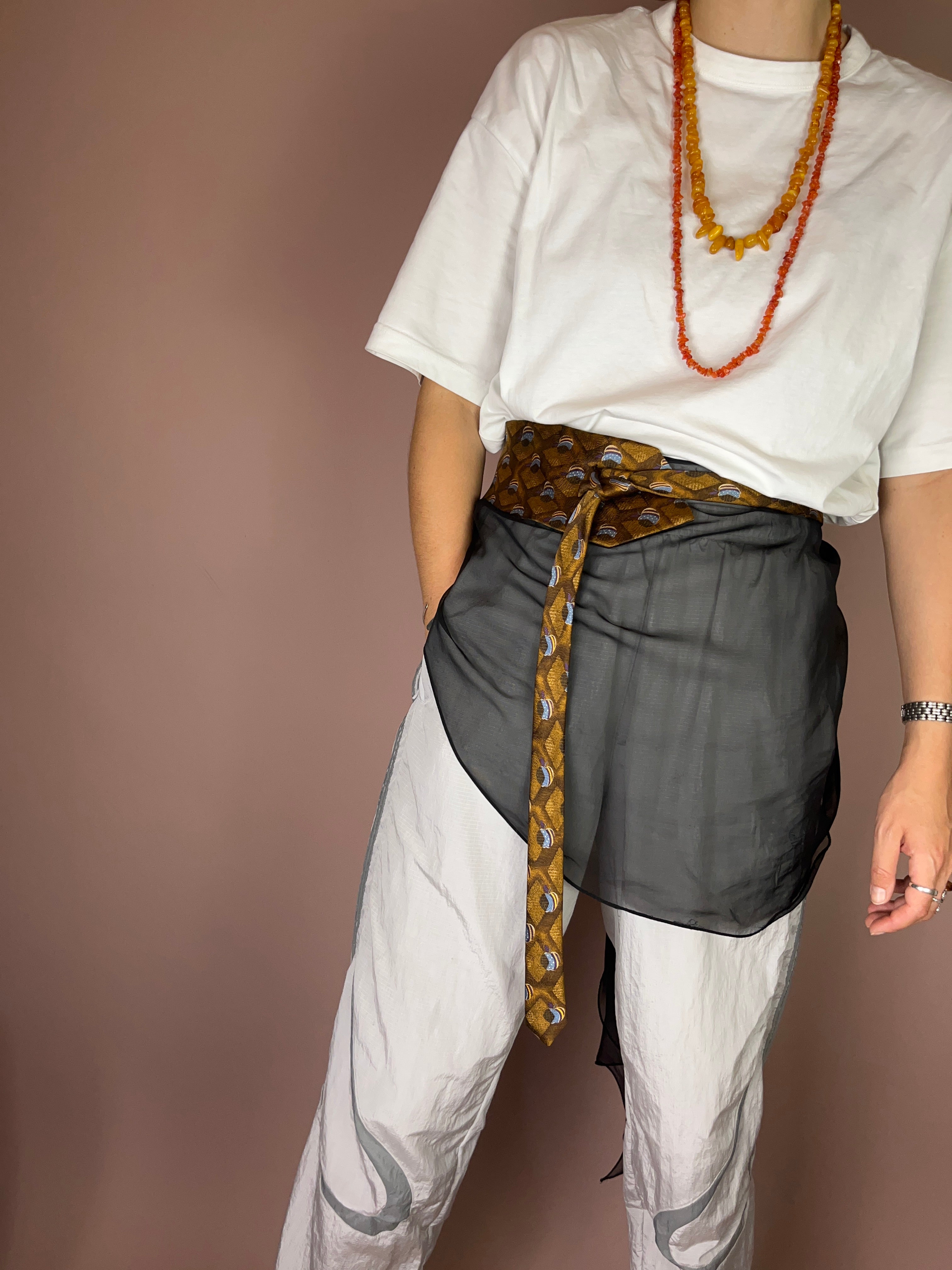 Krawatte Gold-Braun mit Muster – Vintage Print