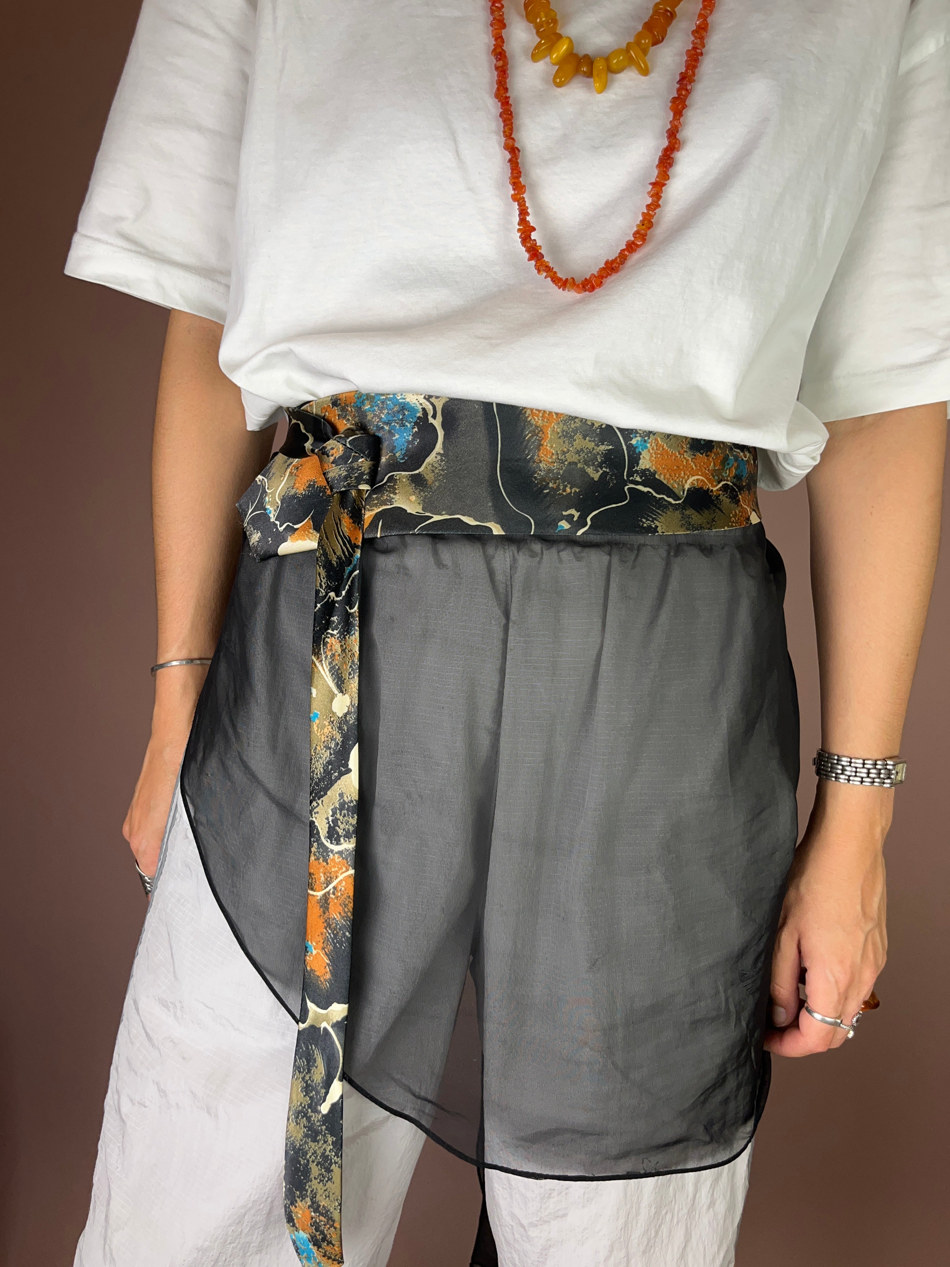 Krawatte Batik-Print Schwarz-Orange-Blau