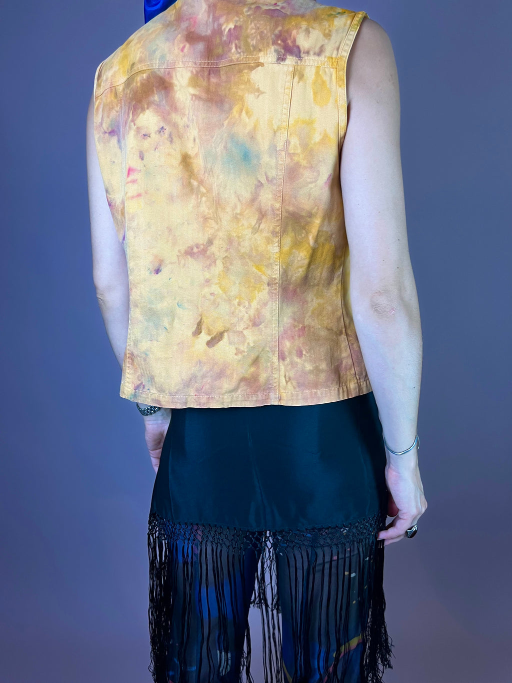 Gelbe Batik Jeansweste Hennes Gr. 36/38
