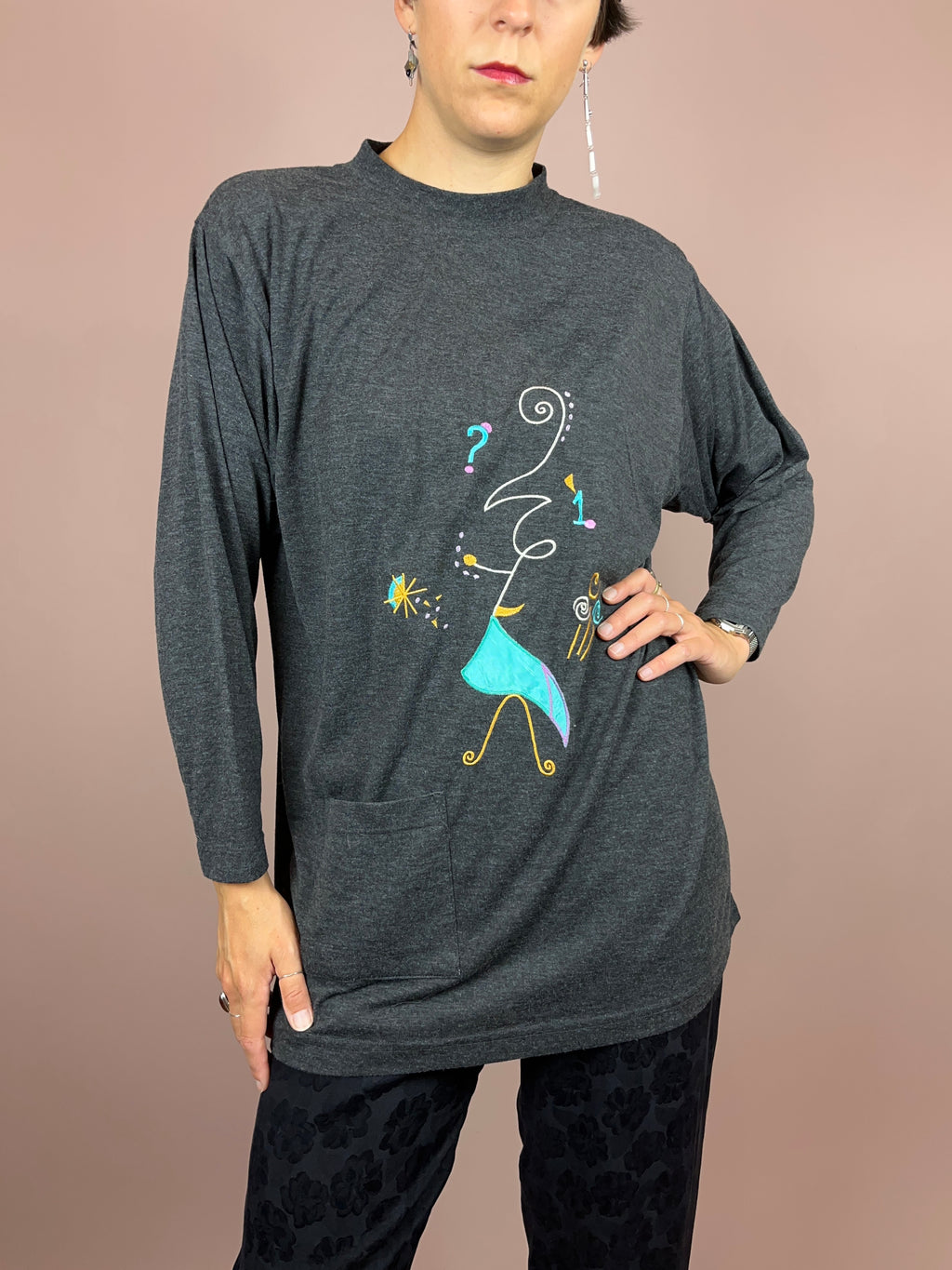 Sweatshirt Grey Embroidered Gr. 38