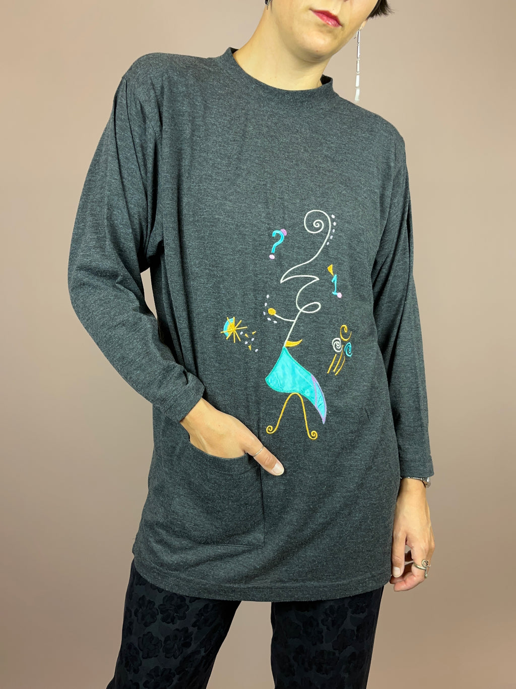 Sweatshirt Grey Embroidered Gr. 38