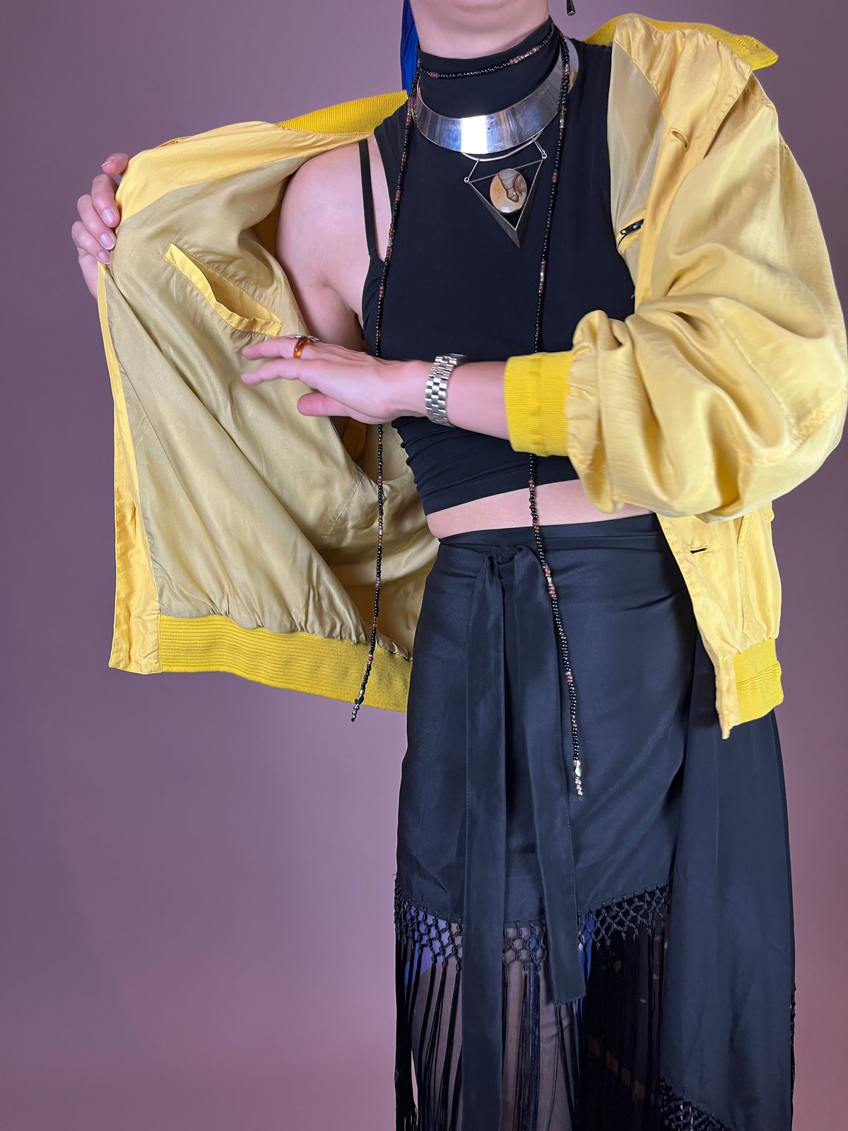 Seidenbomber Gelb Oversized Gr. M