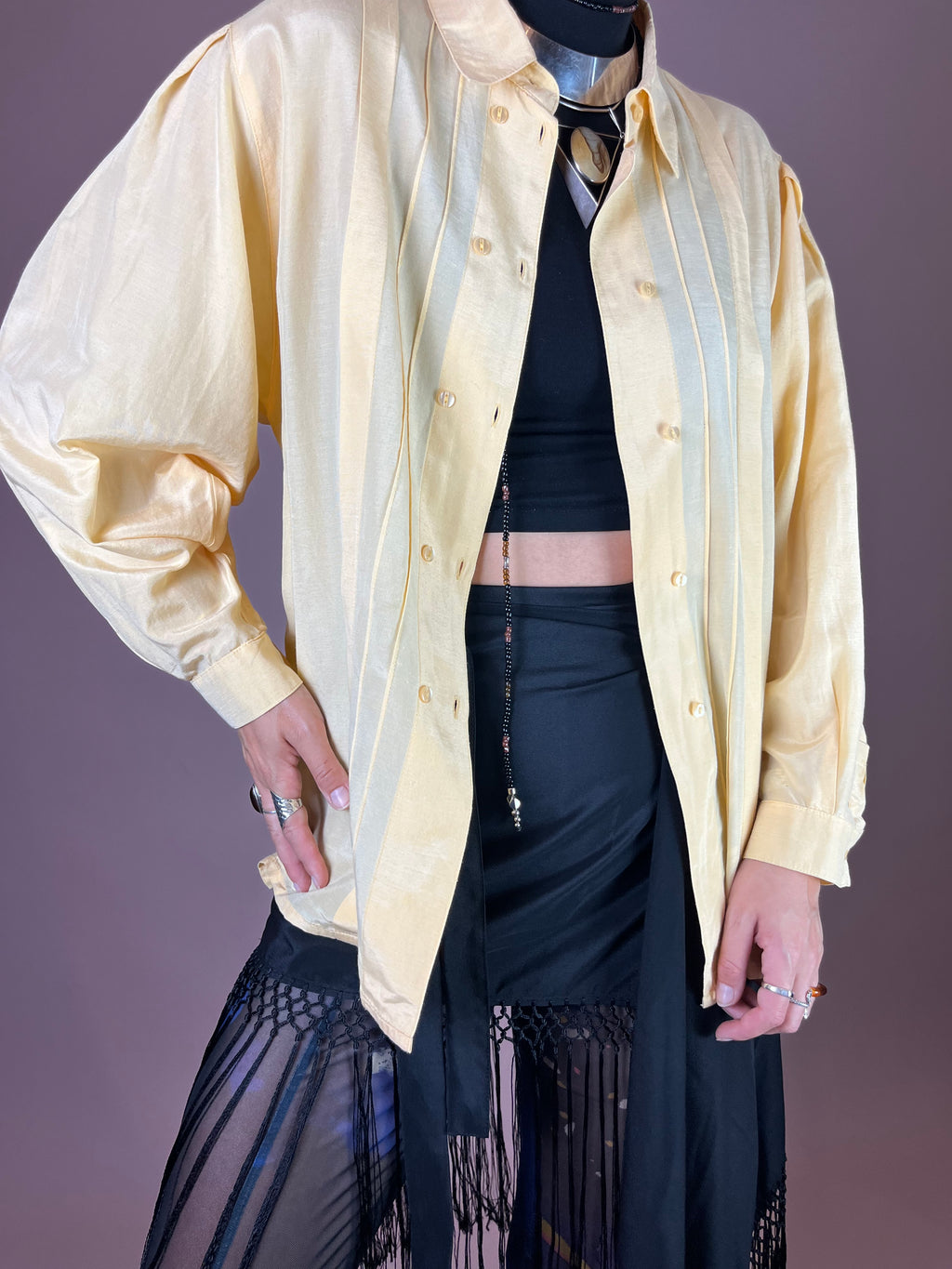 Seidenbluse Vanille Betty Barclay 70er Gr. 38