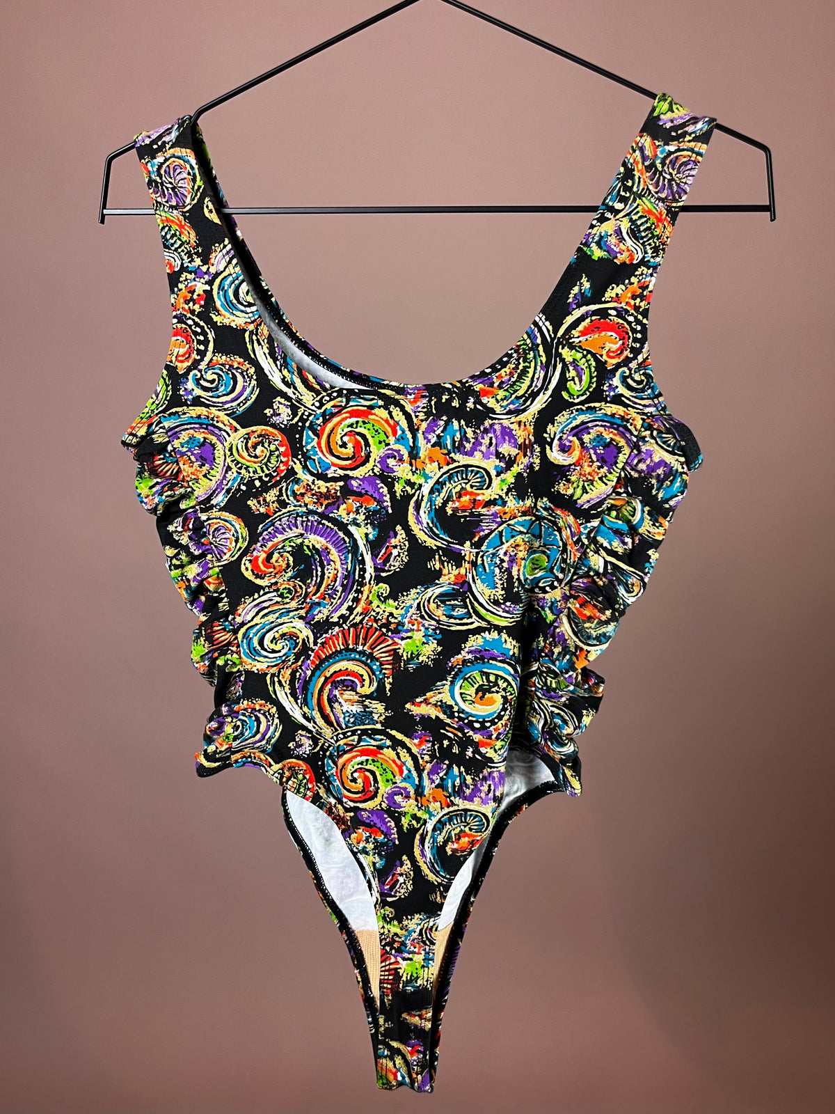 Body Bunt Print Seitlich Gerafft