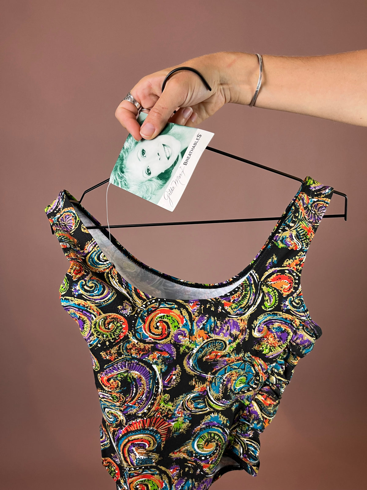Body Bunt Print Seitlich Gerafft