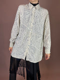 Bluse Creme Grafikprint Oversized Gr. 42/42