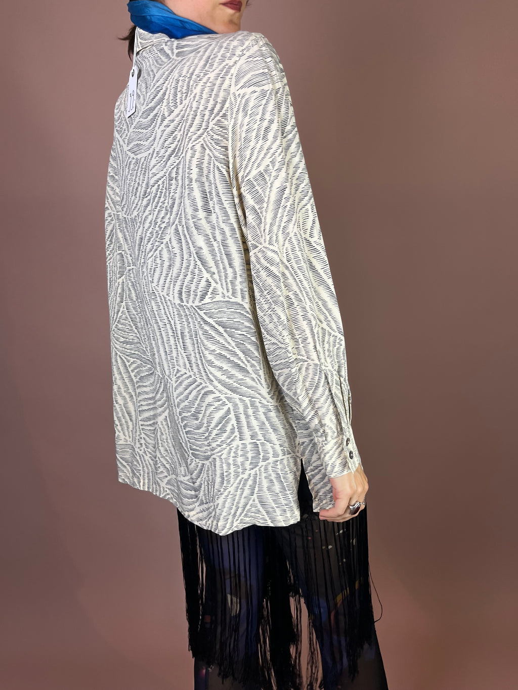 Bluse Creme Grafikprint Oversized Gr. 42/42
