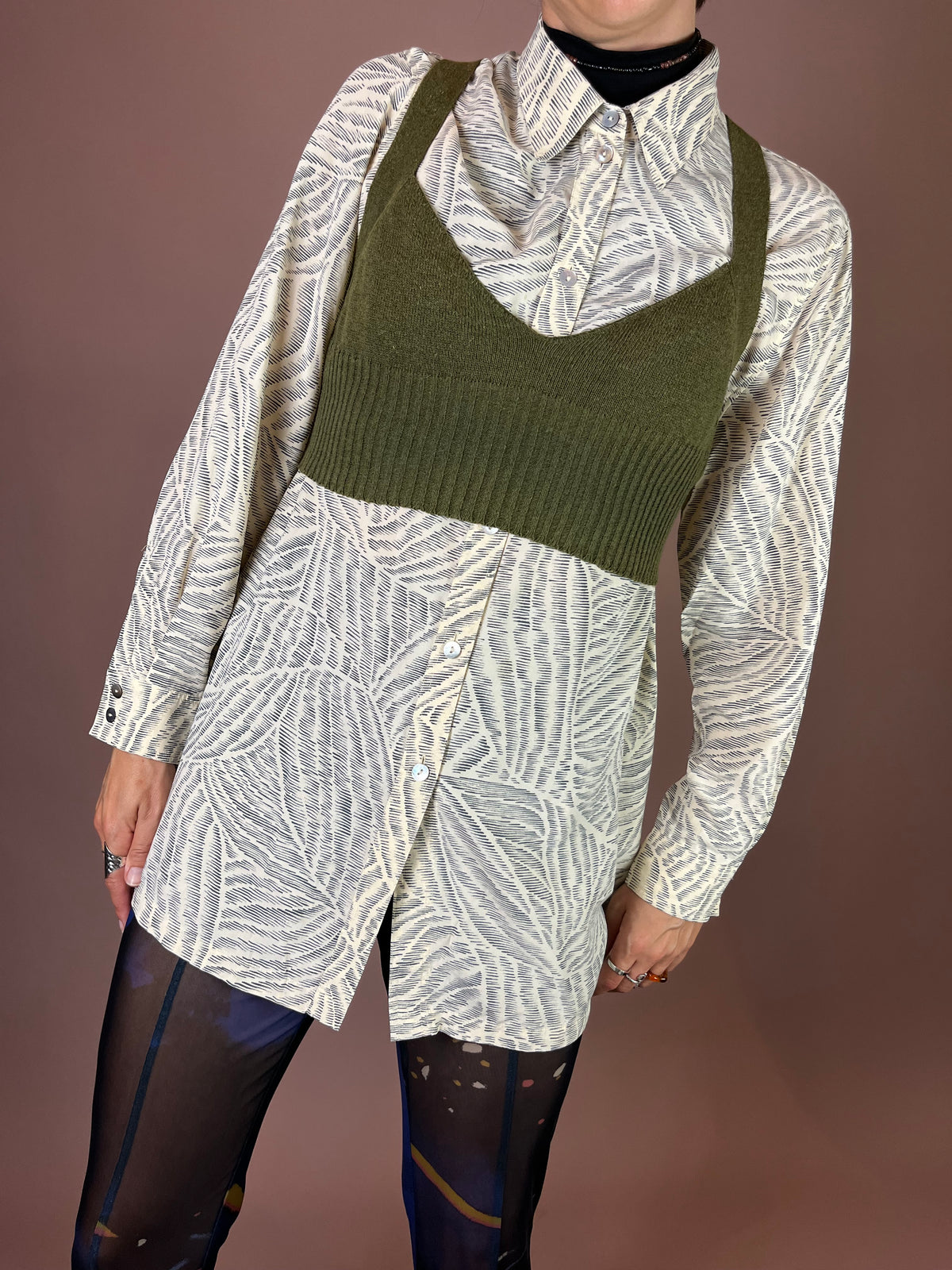 Strick Bustier Khaki Leinenmix Rodier 90er Gr. 38