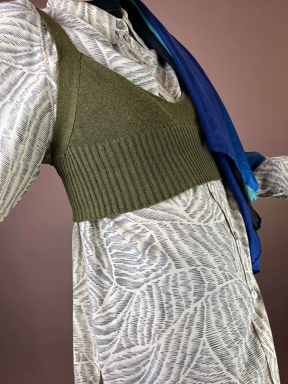 Strick Bustier Khaki Leinenmix Rodier 90er Gr. 38