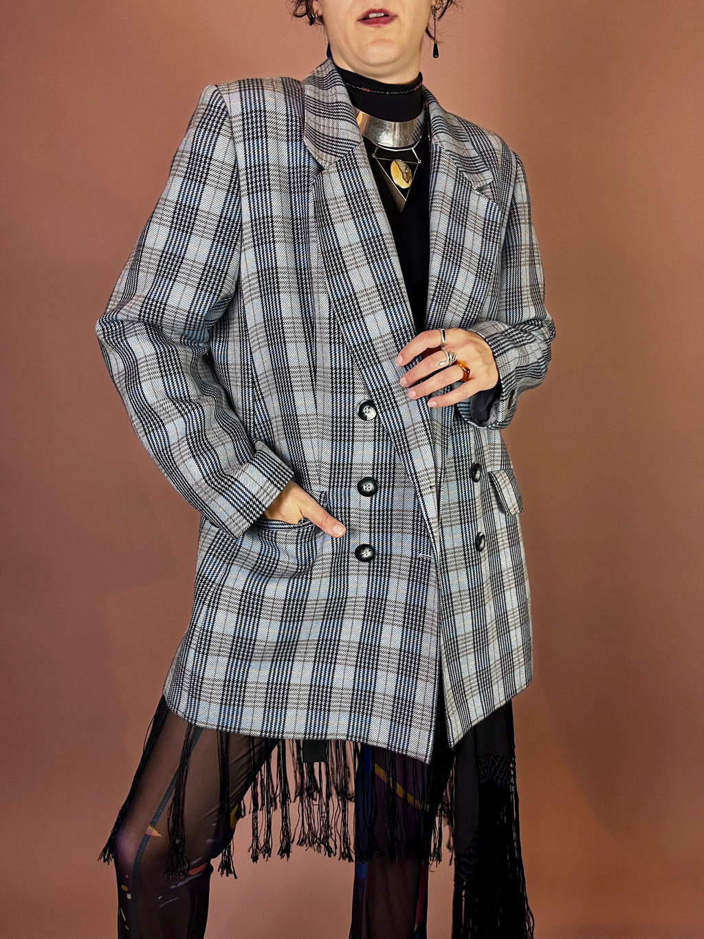 Blazer Karo Wolle Biba Gr. 46