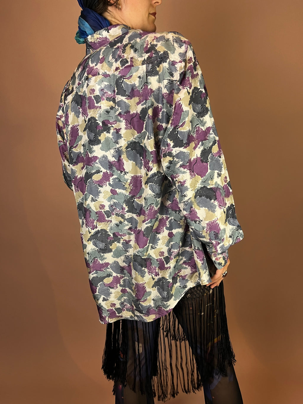 Hemd Seide Abstrakter Print Gr.