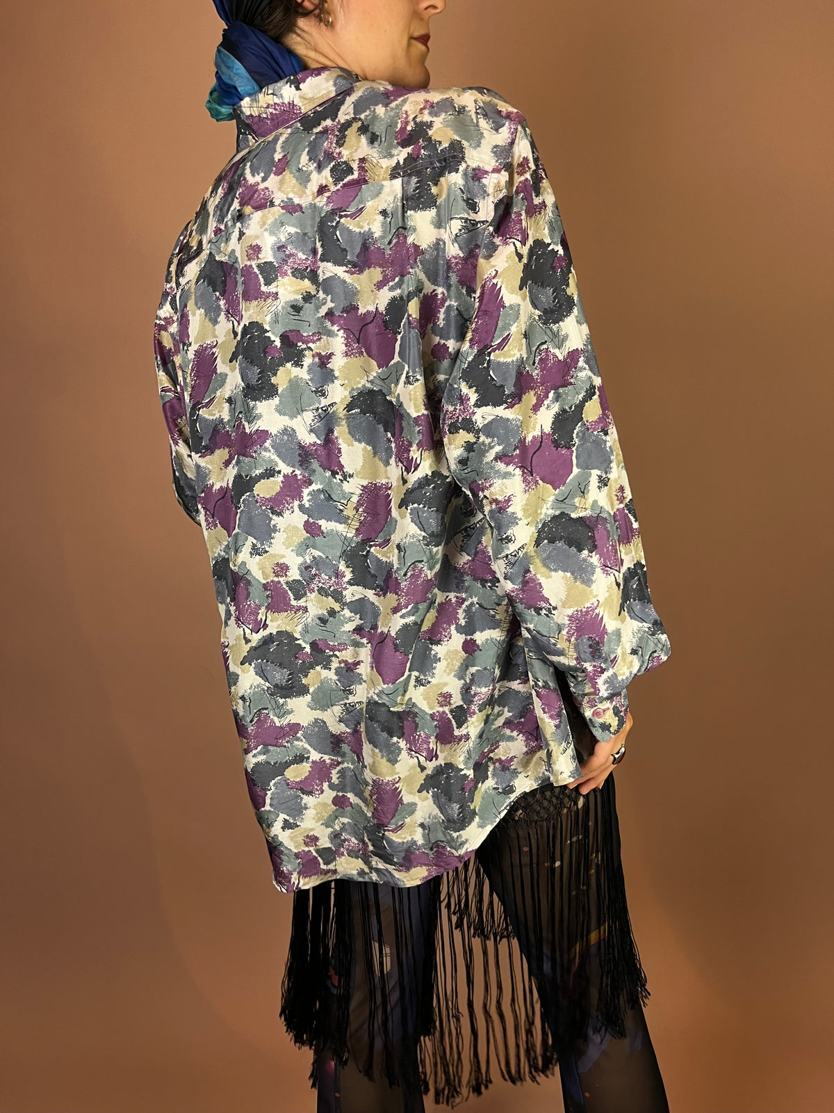Hemd Seide Abstrakter Print Gr.