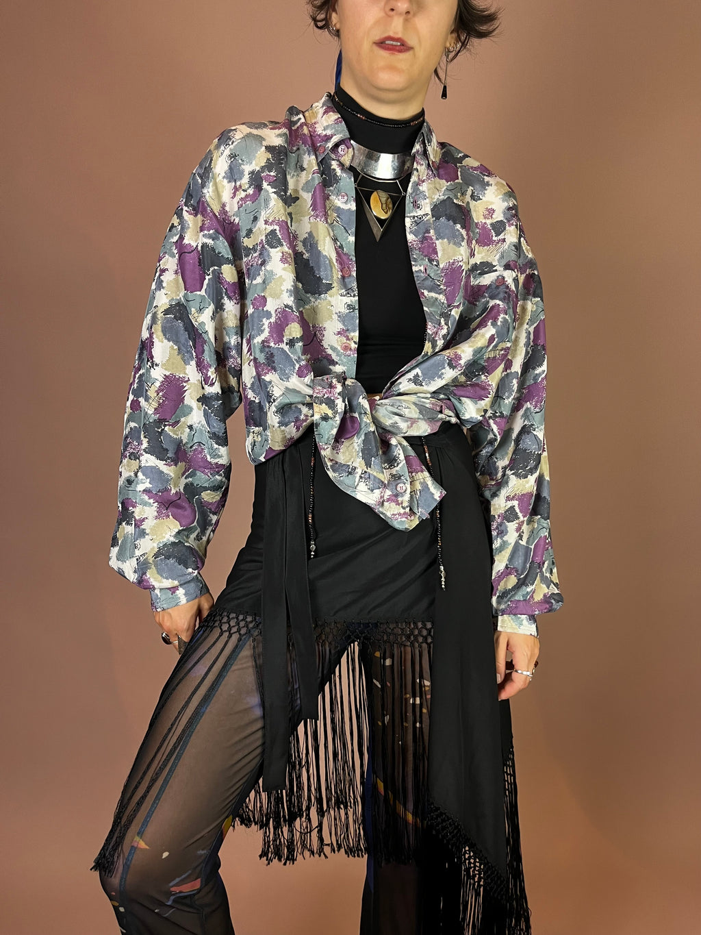 Hemd Seide Abstrakter Print Gr.