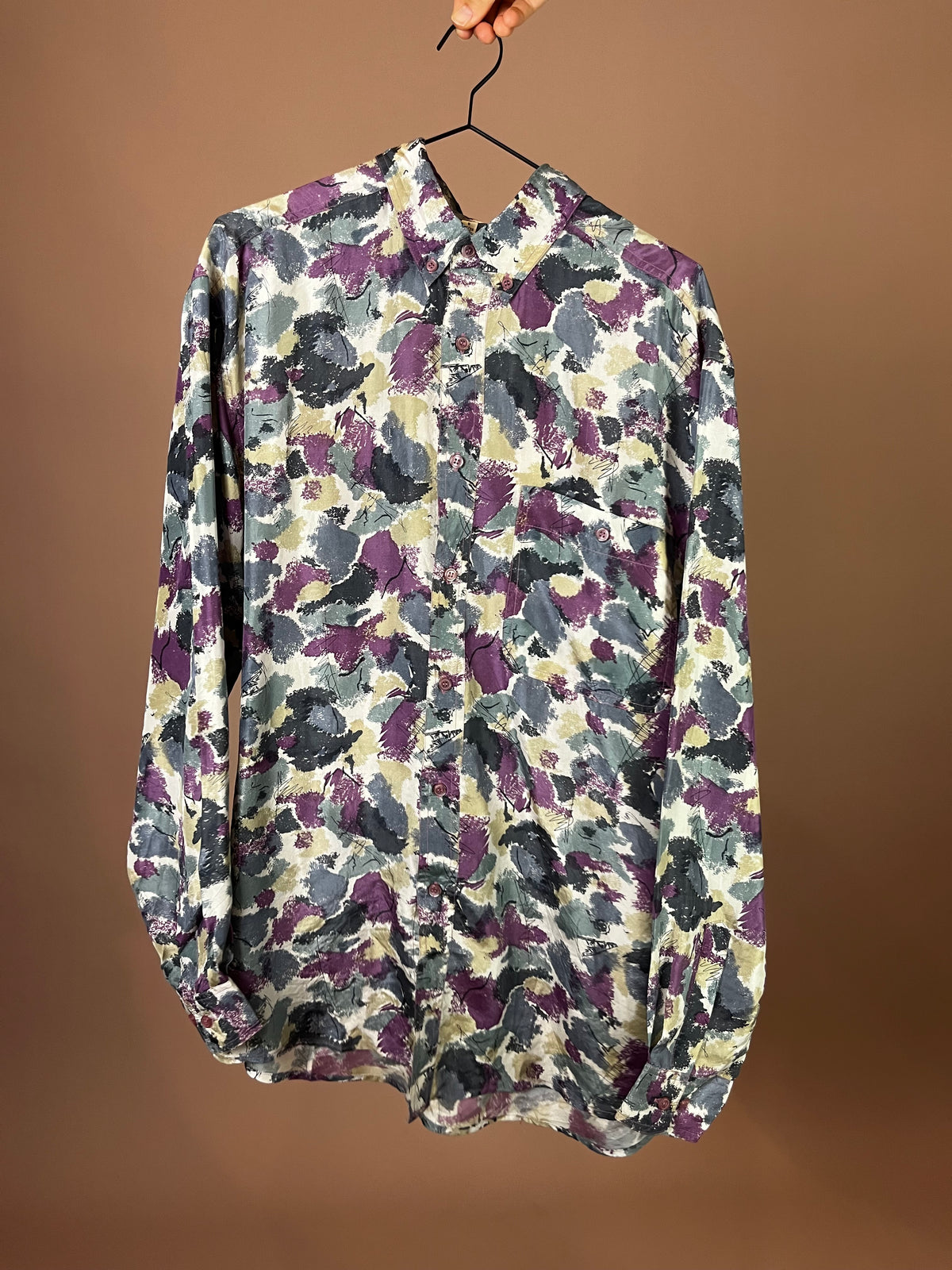 Hemd Seide Abstrakter Print Gr.