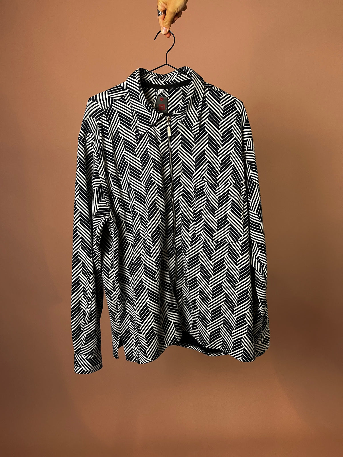 Cardigan Zebra Zickzack Strick Reißverschluss Gr. M