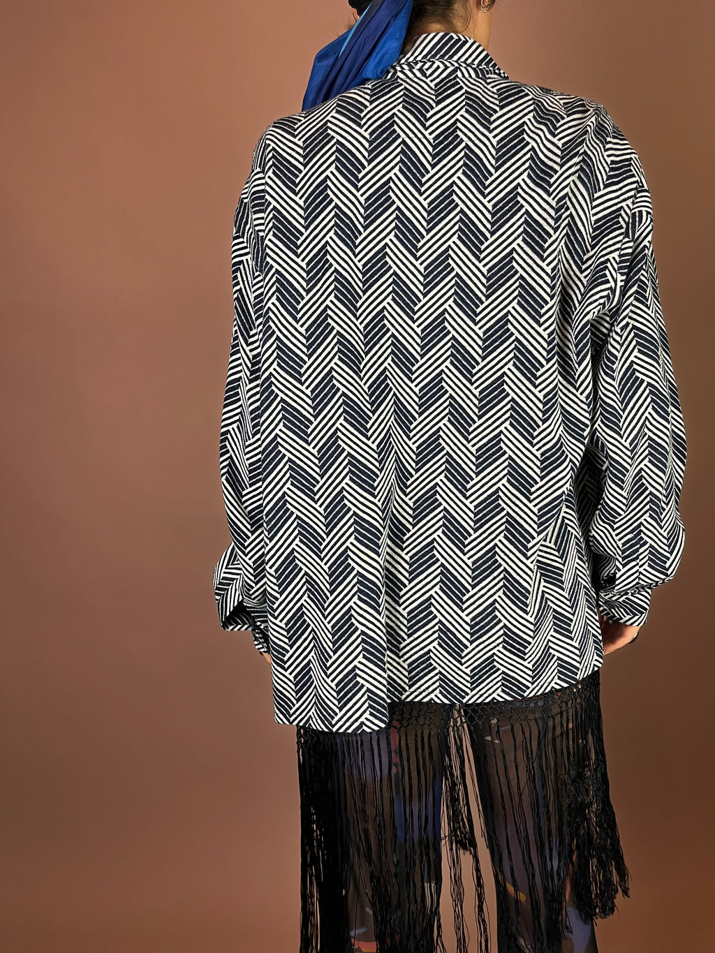 Cardigan Zebra Zickzack Strick Reißverschluss Gr. M