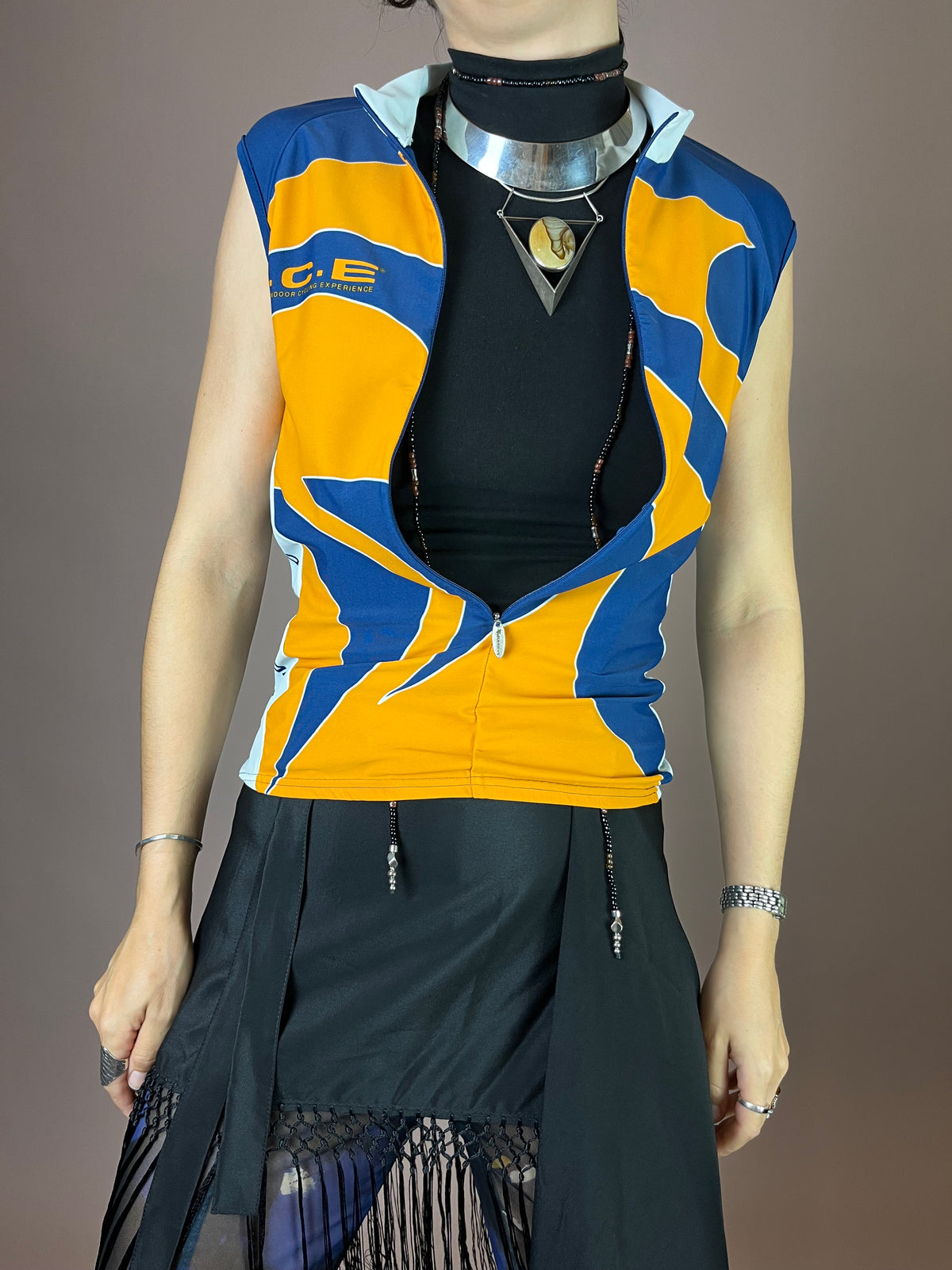 Radtrikot Sport Top Blau Gelb Tomahawk Gr.