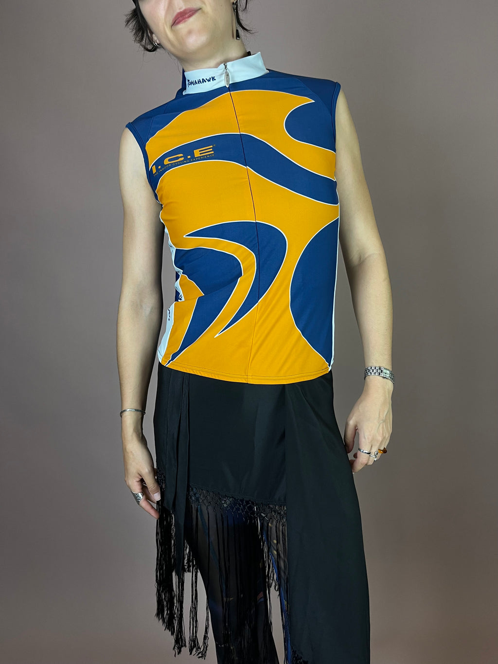Radtrikot Sport Top Blau Gelb Tomahawk Gr.