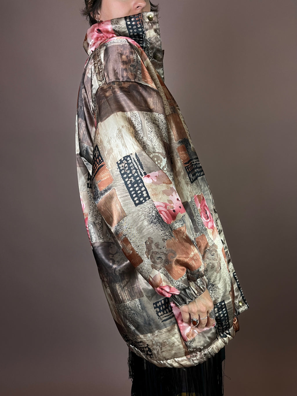 Satin Jacke Rosenprint Patchwork Shirley Gr.