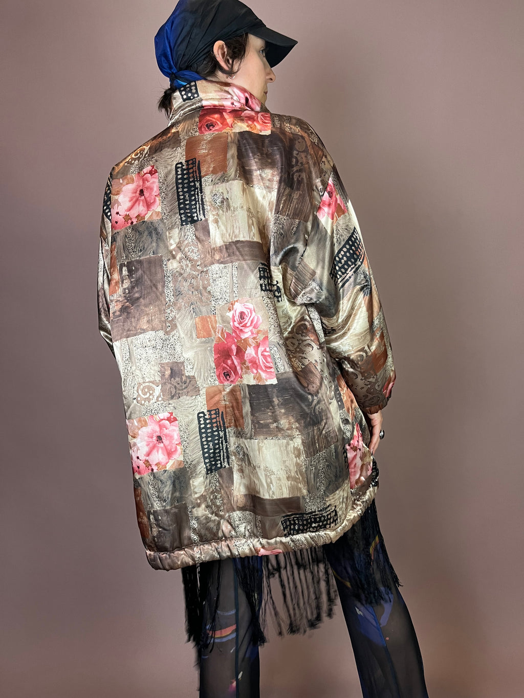 Satin Jacke Rosenprint Patchwork Shirley Gr.