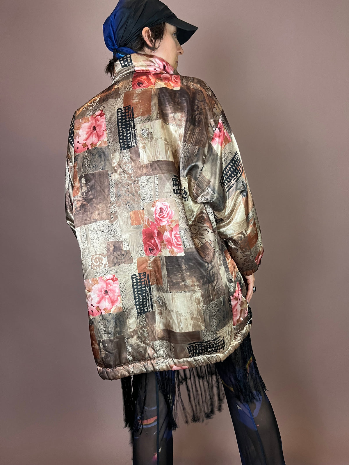 Satin Jacke Rosenprint Patchwork Shirley Gr.