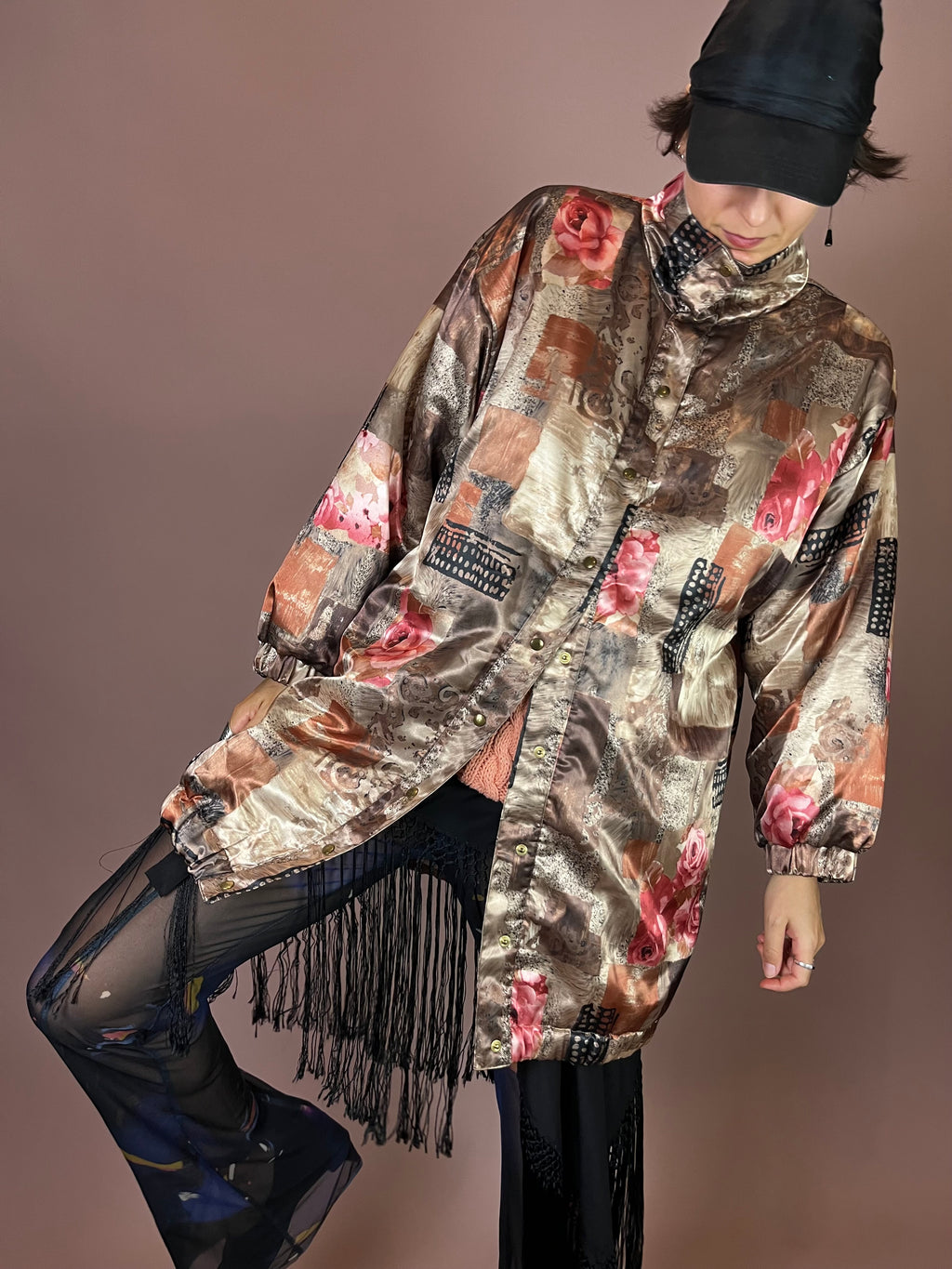 Satin Jacke Rosenprint Patchwork Shirley Gr.