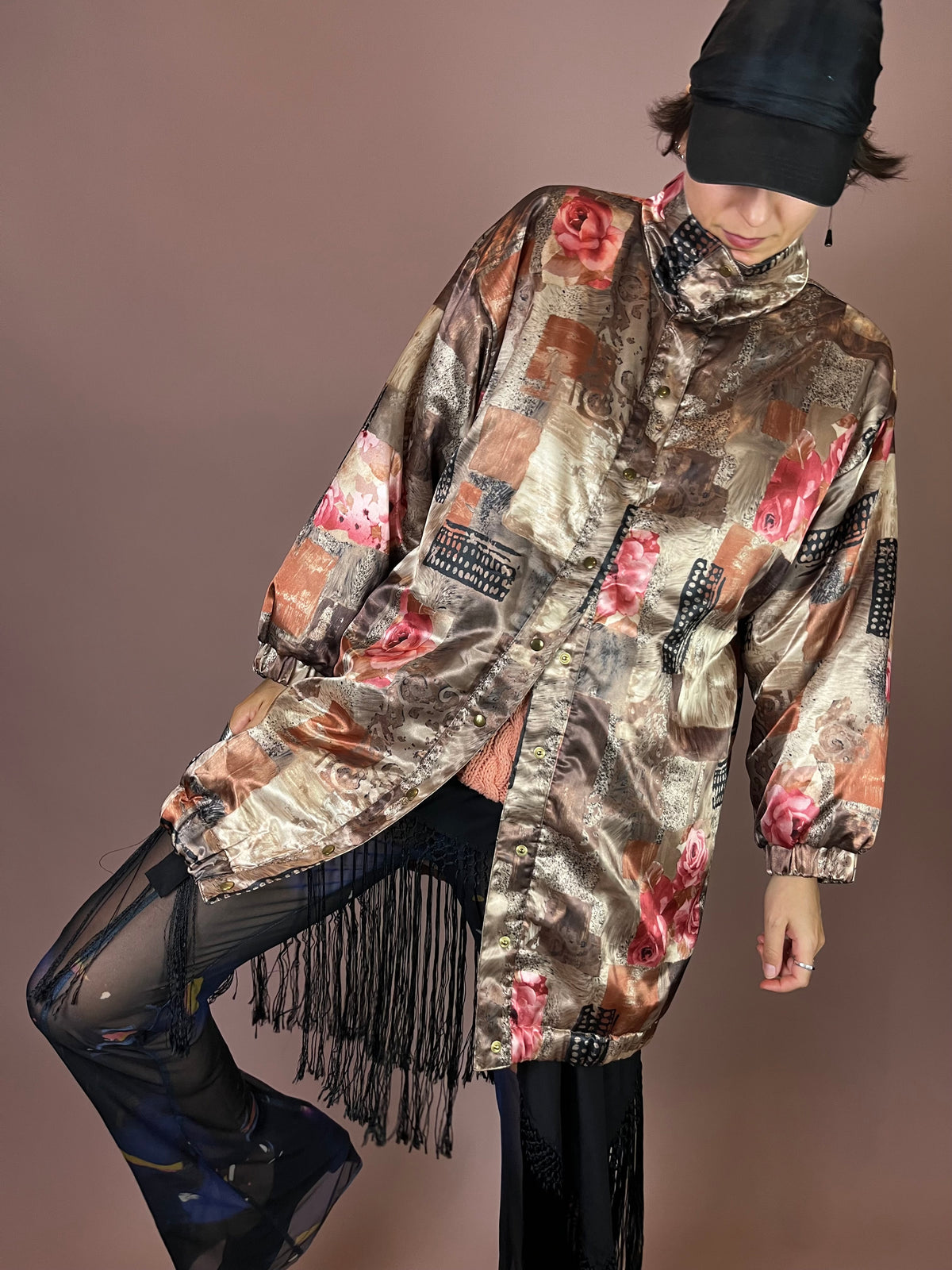 Satin Jacke Rosenprint Patchwork Shirley Gr.