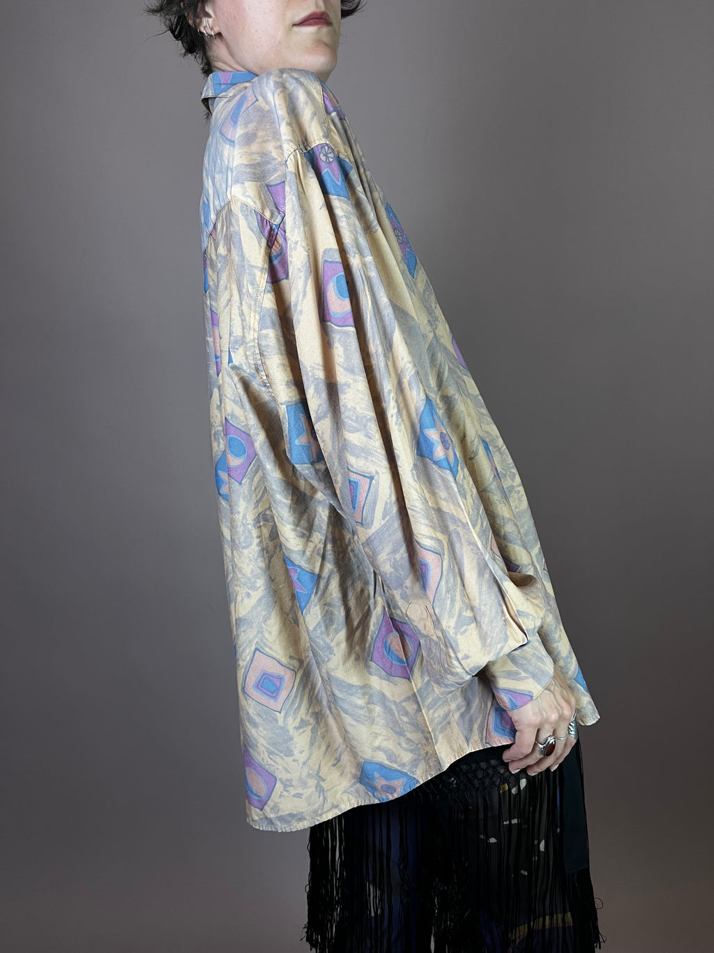 Hemd Rauten Print Beige Gr. L