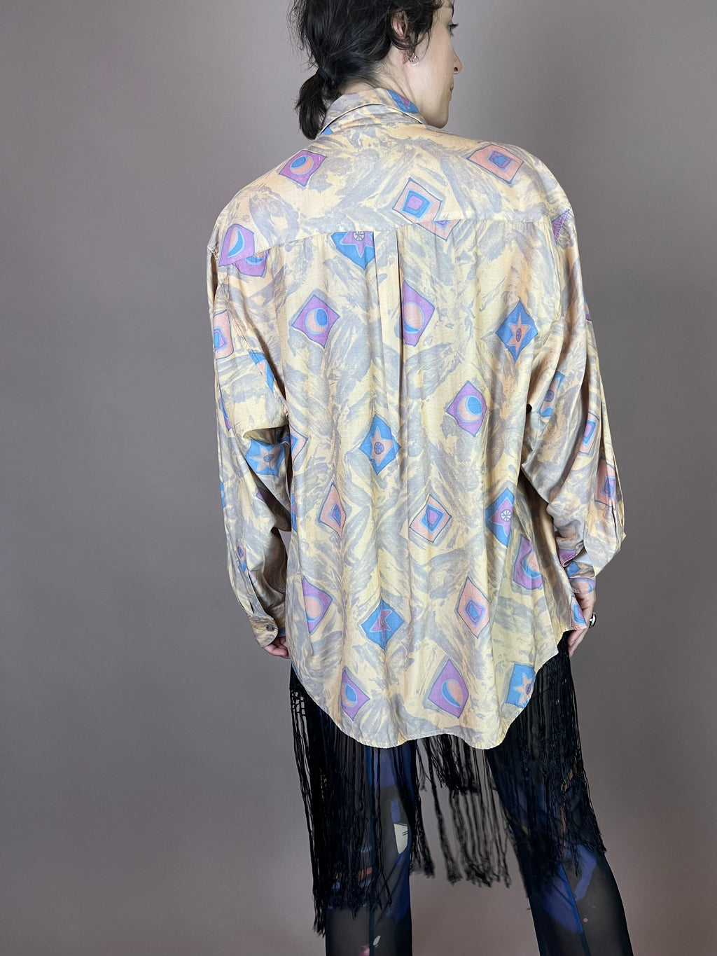 Hemd Rauten Print Beige Gr. L