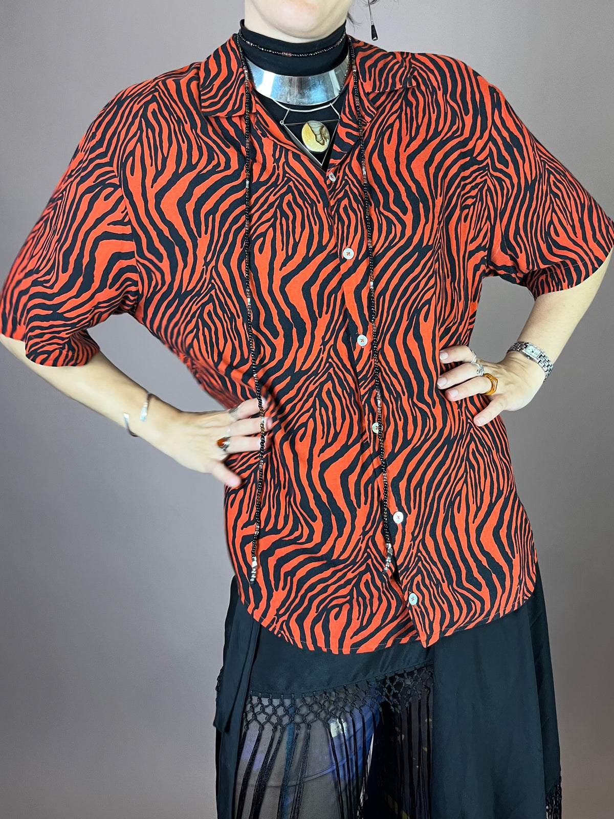 Bluse Rot Zebra Gr. 40/42