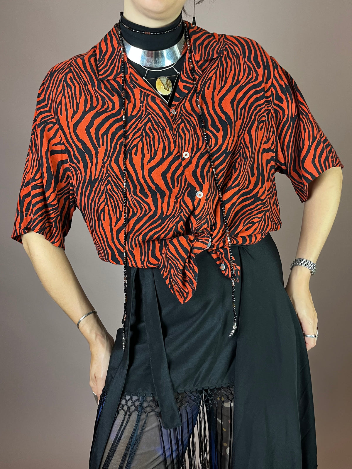 Bluse Rot Zebra Gr. 40/42