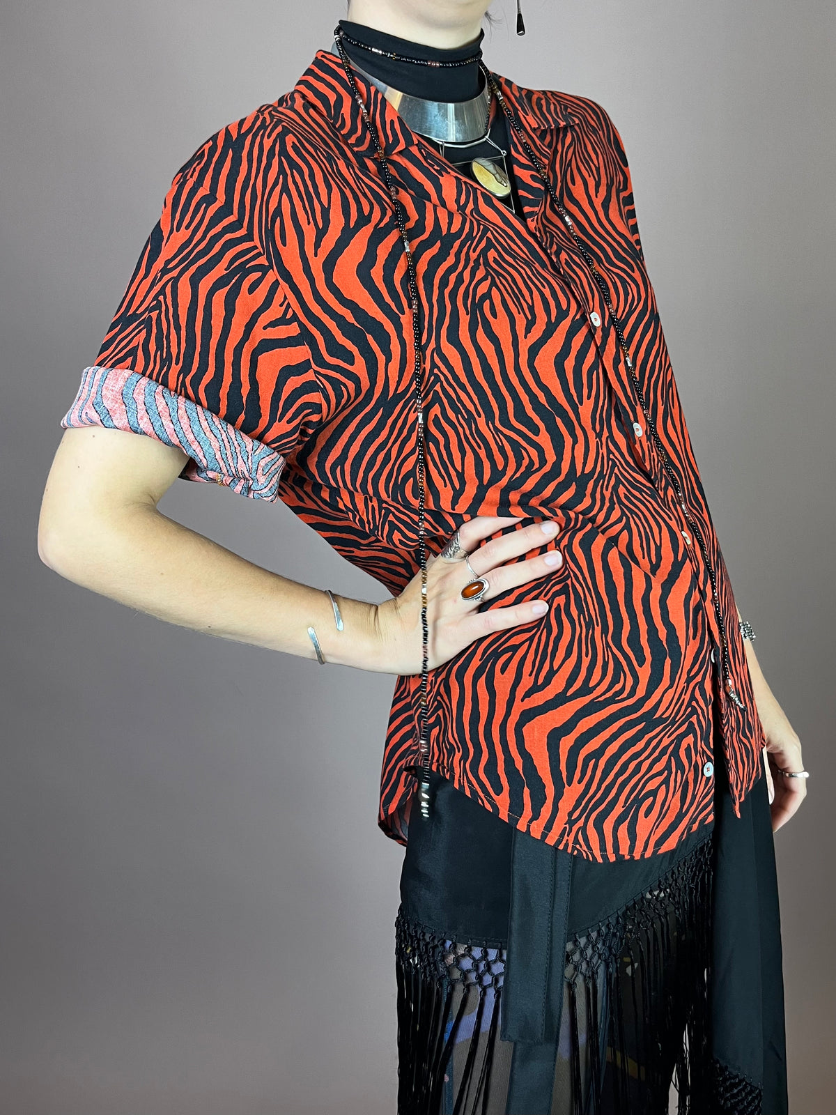 Bluse Rot Zebra Gr. 40/42