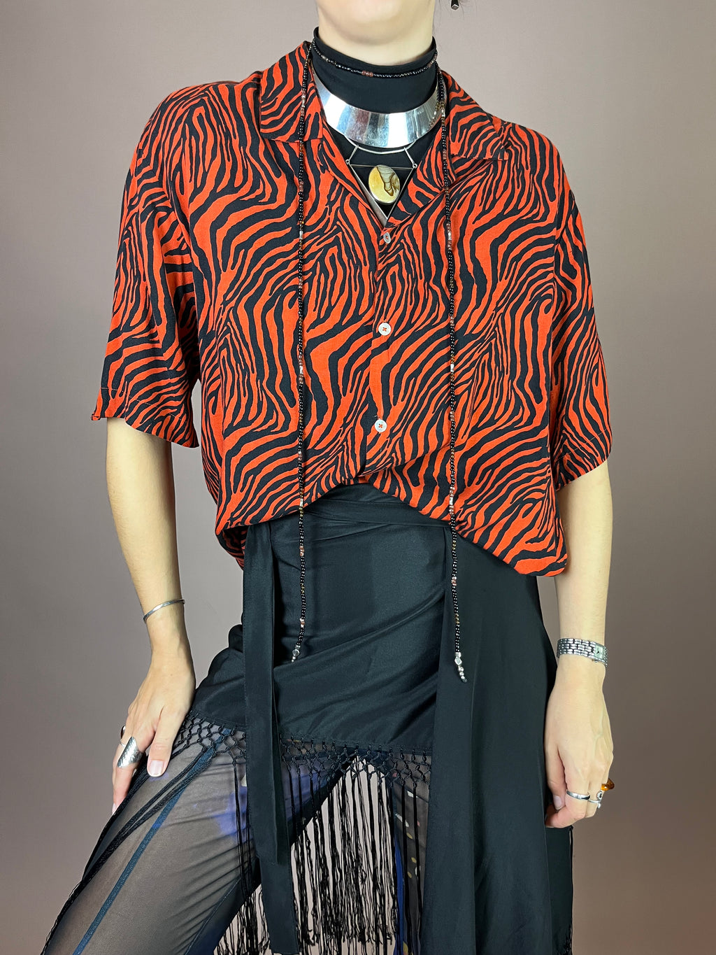 Bluse Rot Zebra Gr. 40/42