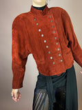 Wildlederjacke Rostrot Cropped Knopfleiste Gr. 40