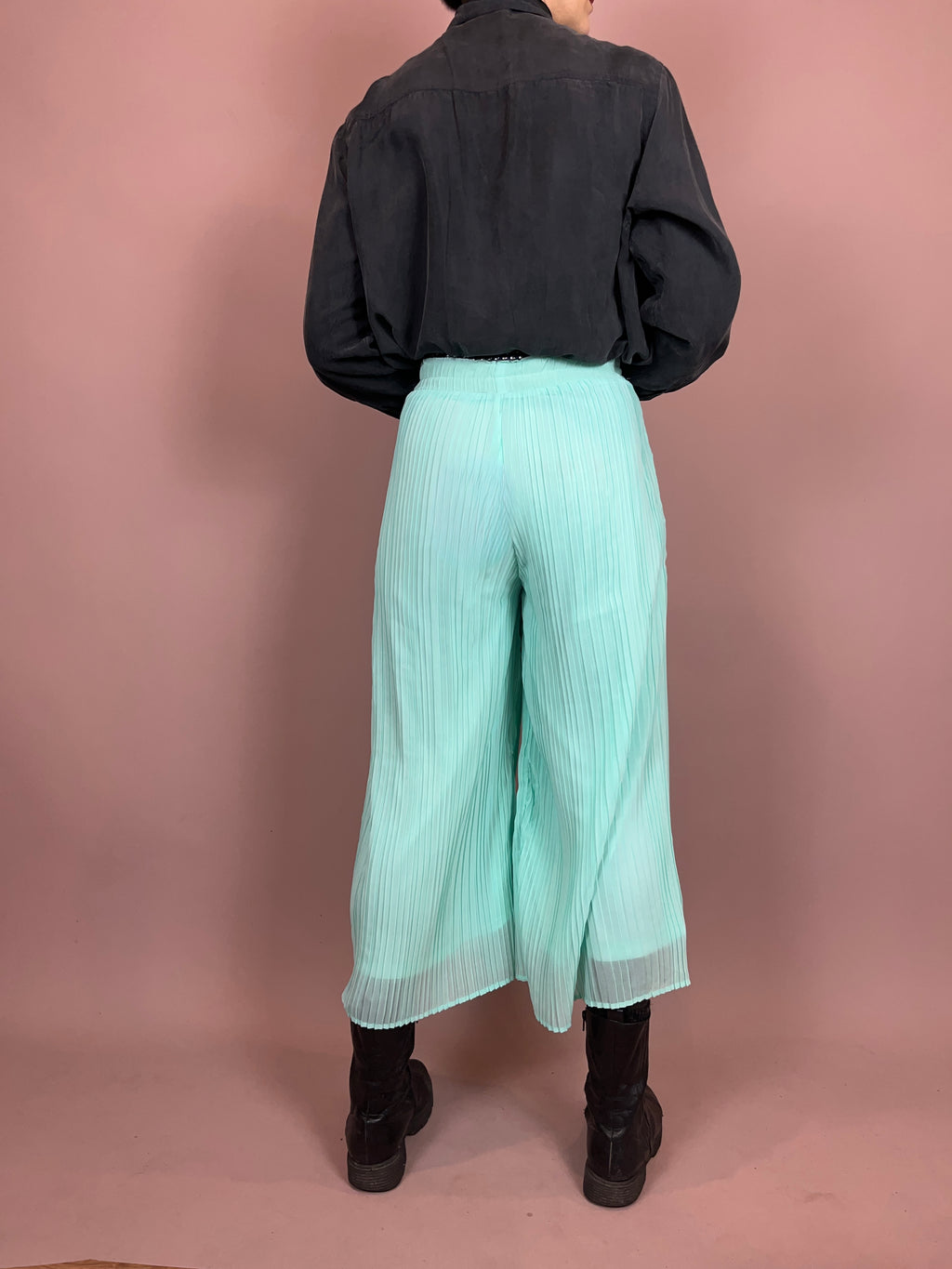Culotte Plissiert Türkis High Waist Gr. 38