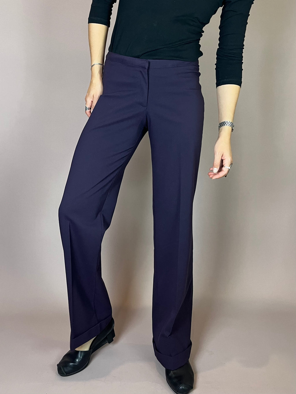 Impuls by H&M Stoffhose in Aubergine Gr. 36