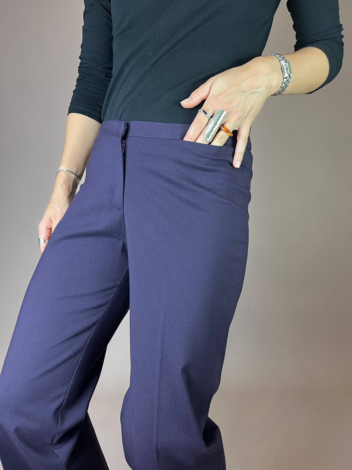 Impuls by H&M Stoffhose in Aubergine Gr. 36