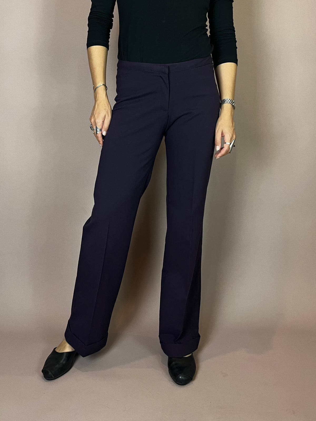 Impuls by H&M Stoffhose in Aubergine Gr. 36