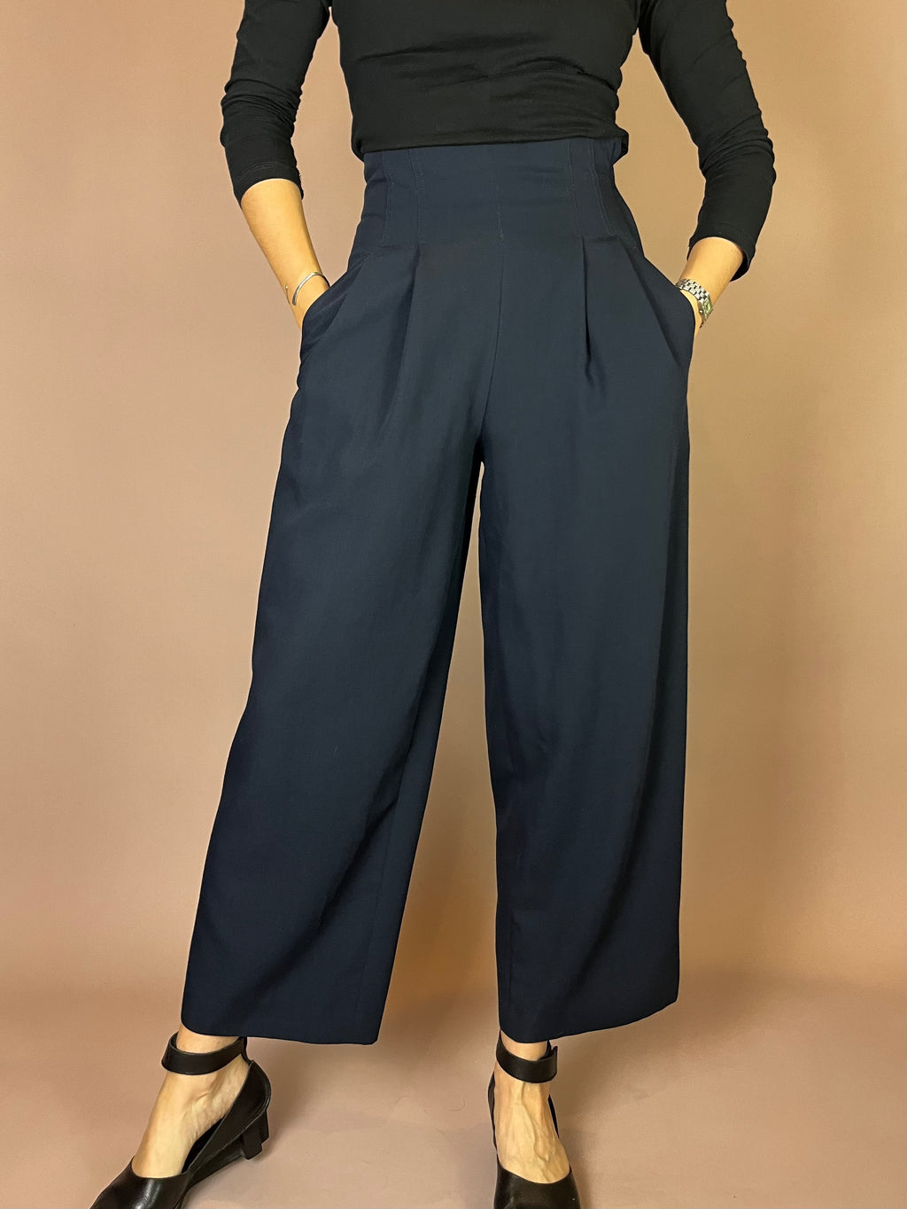 Mondi Wollhose in Marineblau 80er Gr. 34