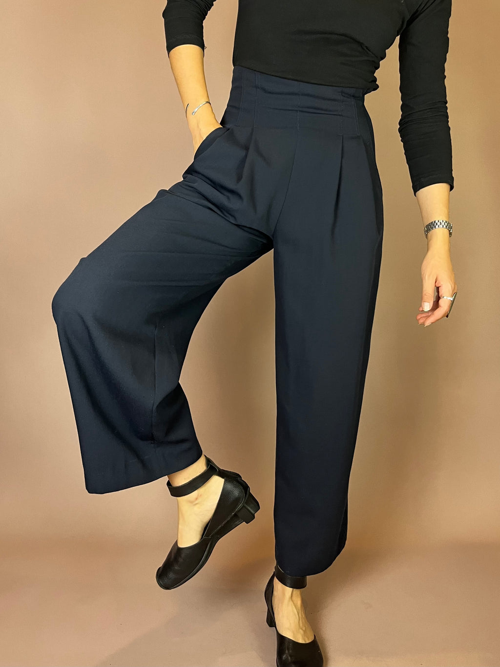 Mondi Wollhose in Marineblau 80er Gr. 34