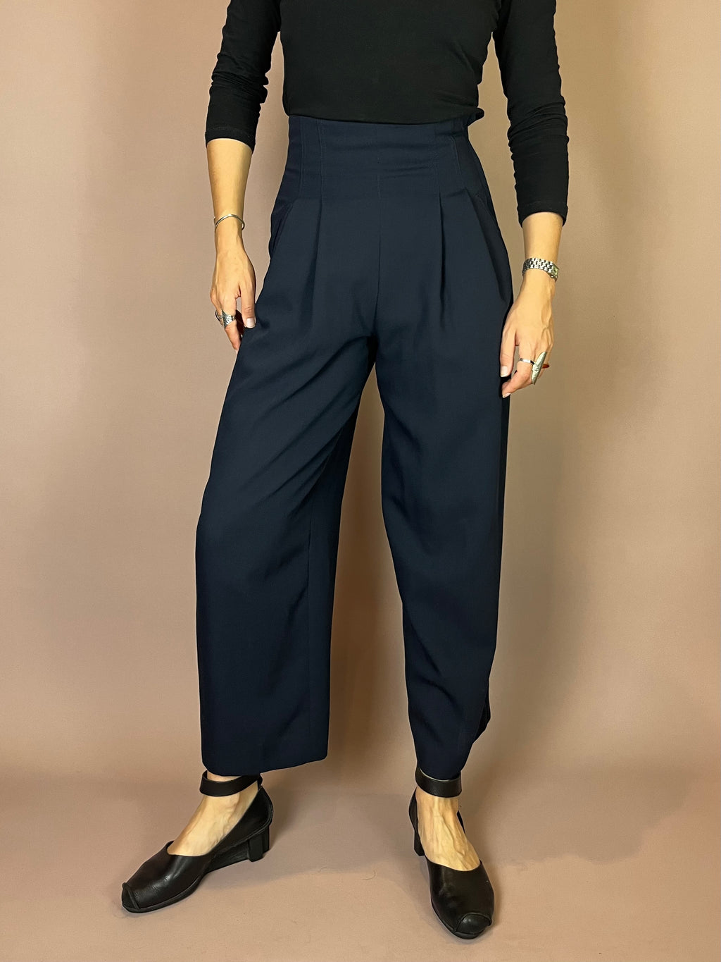 Mondi Wollhose in Marineblau 80er Gr. 34