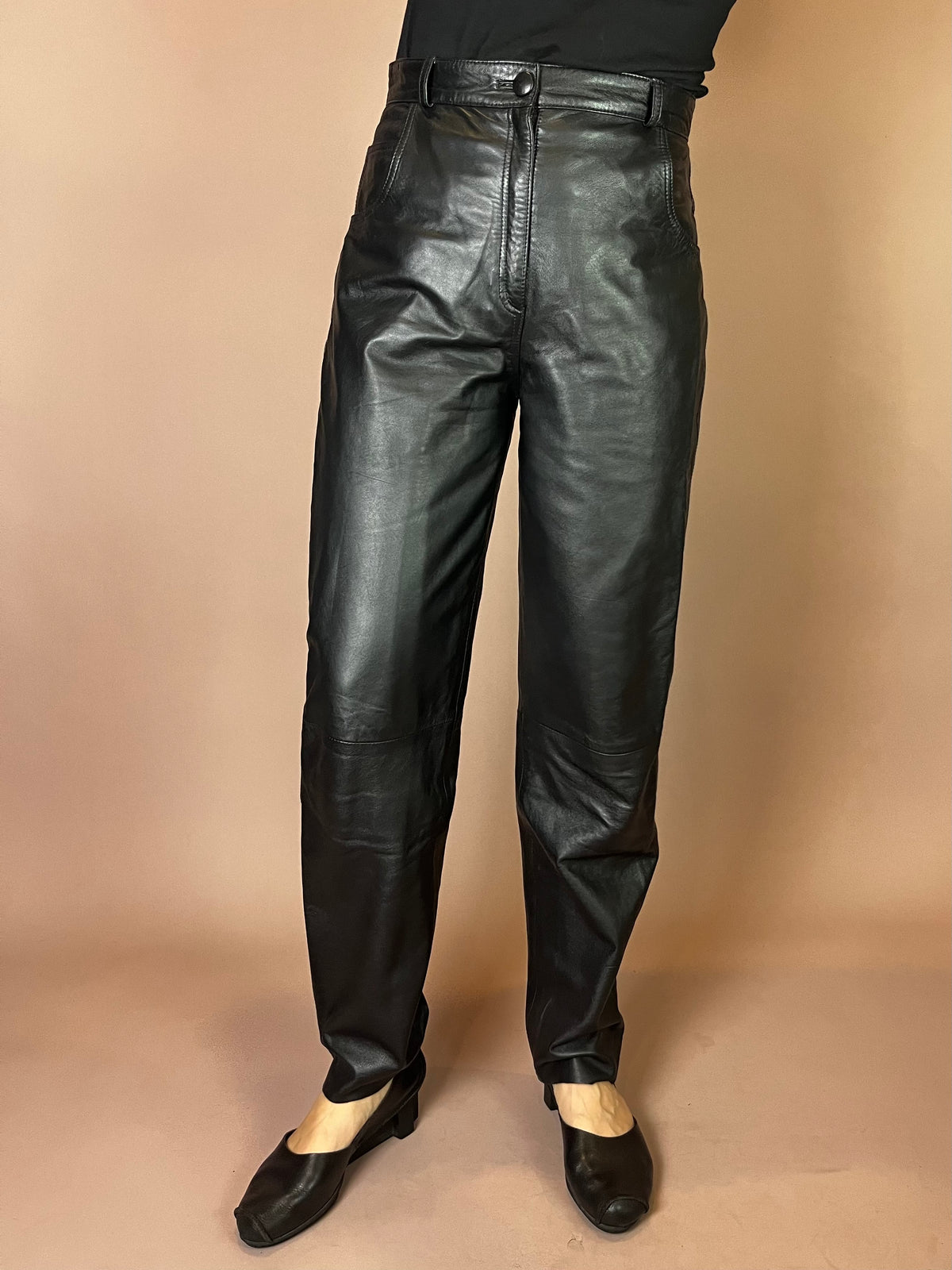 High-Waist Lederhose in Schwarz Gr. 36/38