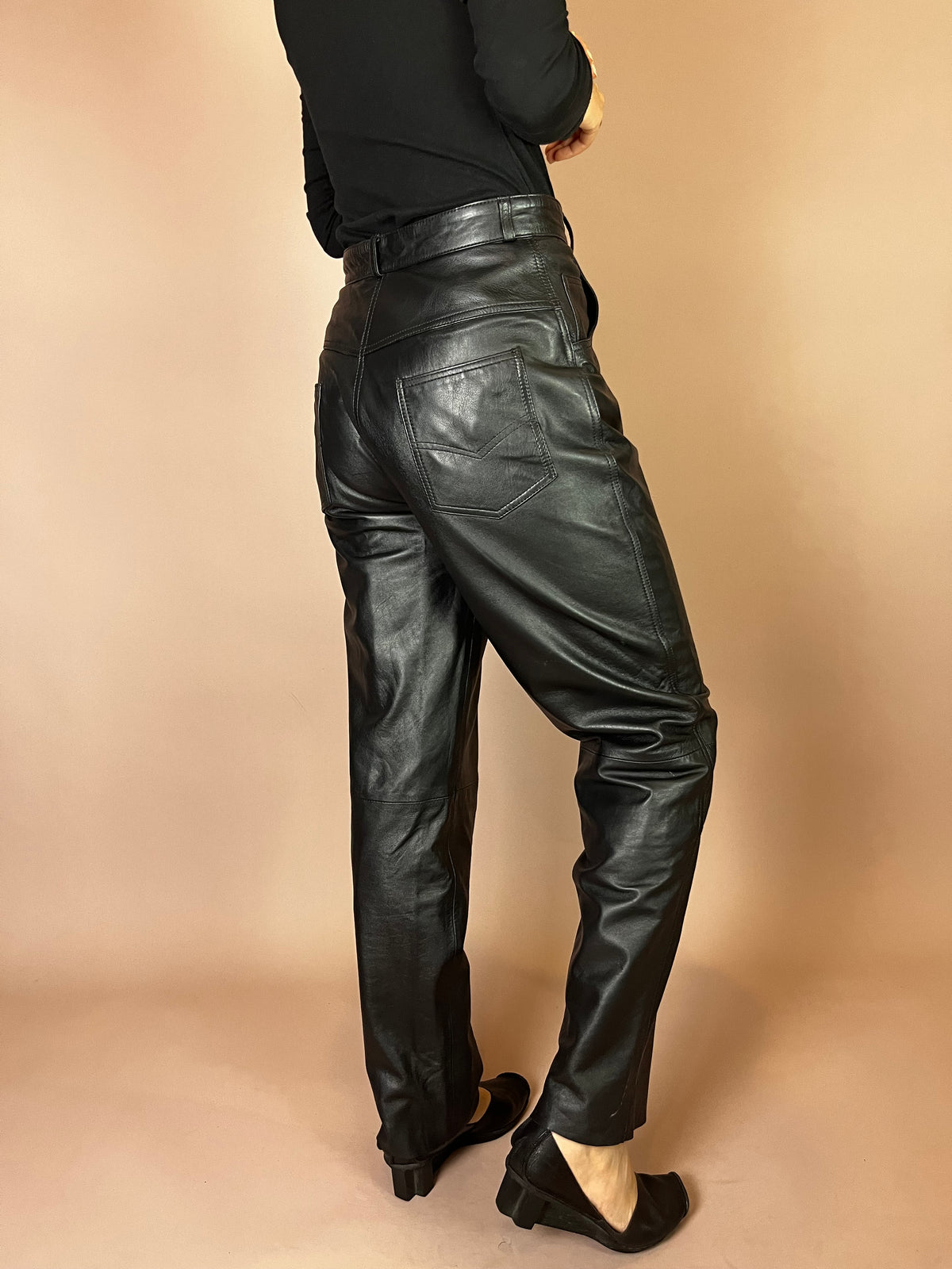 High-Waist Lederhose in Schwarz Gr. 36/38